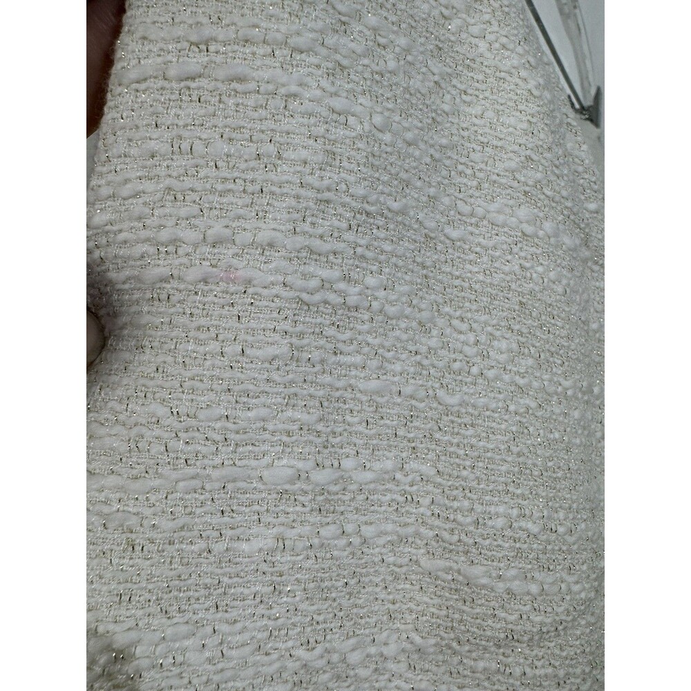 Jennifer Lopez Women's Ivory Metallic Studded Fringe Tweed Pencil Skirt Size 12 - Picture 6 of 10